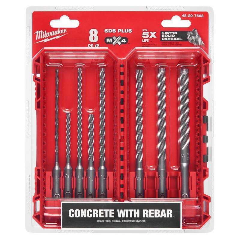 Juego de brocas de carburo Milwaukee MX4 SDS-Plus (8 piezas) - 48-20-7663