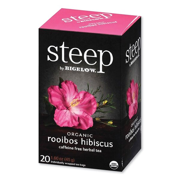 Bigelow Steep Tea, Rooibos Hibiscus Herbal Tea, 0.08 oz Tea Bag, 20PK - RCB17713