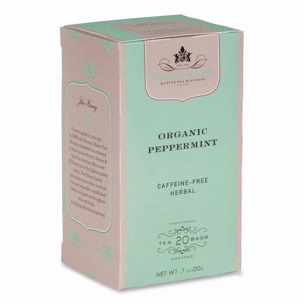 Harney & Sons Premium Tea, Organic Peppermint Herbal Tea, Individually Wrapped Tea Bags, 20PK - HSF00952