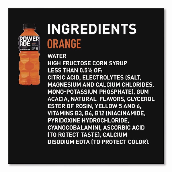 Powerade Sports Drink, Orange, 20 oz Bottle, 24PK - 049000032789