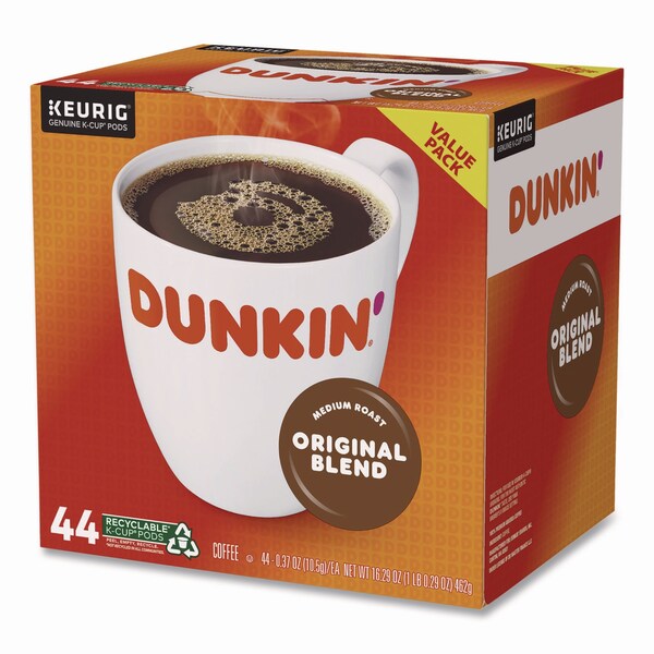 Dunkin K-Cup Pods, Original Blend, 0.37 oz, 44PK - 5000380570