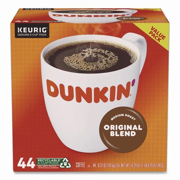 Dunkin K-Cup Pods, Original Blend, 0.37 oz, 44PK - 5000380570
