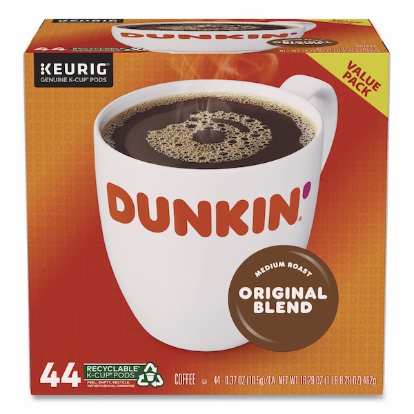 Dunkin K-Cup Pods, Original Blend, 0.37 oz, 44PK - 5000380570