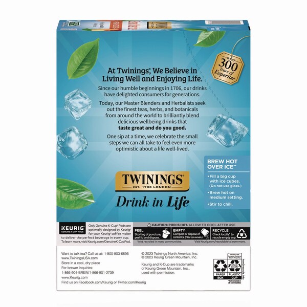 Twinings Brew Over Ice K-Cups, Peach, 24PK - TNA23196