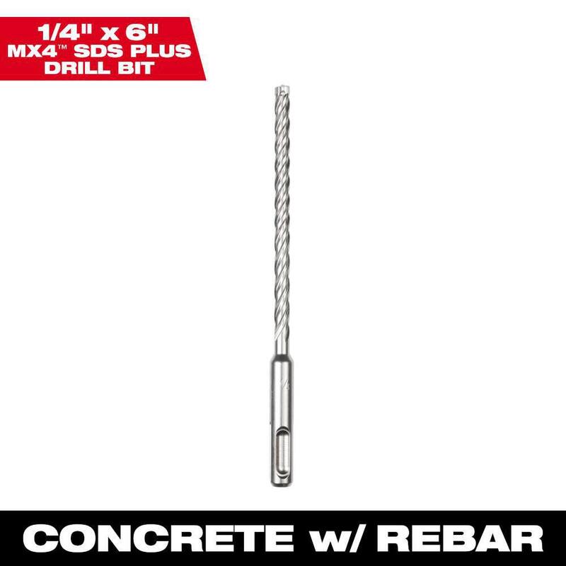 Milwaukee 1/4 pulg. x 6 pulg. Broca de carburo SDS-PLUS de 4 cortadores - 48-20-8331