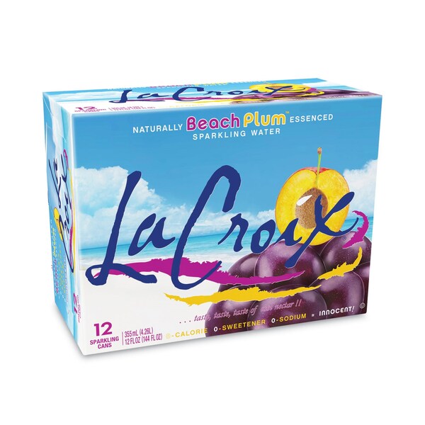 Lacroix Sparkling Water, Beach Plum, 12 oz Can, 24PK - NAV40114