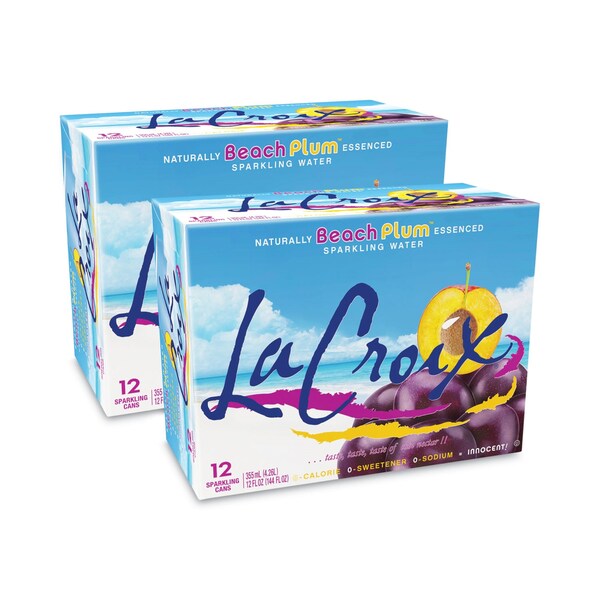 Lacroix Sparkling Water, Beach Plum, 12 oz Can, 24PK - NAV40114