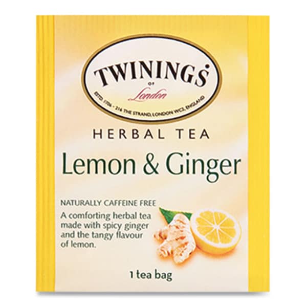 Twinings Tea Bags, Lemon and Ginger, 2.65 oz, 50PK - TNA53653