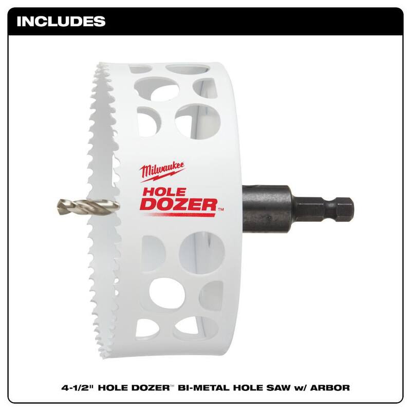Milwaukee 4-1/2 in. HOLE DOZER Sierra de agujero bimetálica con eje de 3/8 pulg. y broca piloto - 49-56-9689