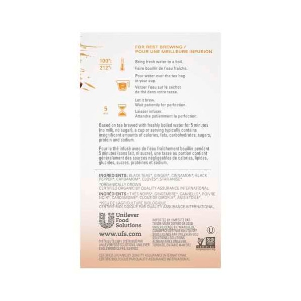 Tazo Tazo Organic Chai Tea Bag, PK144 - 00794522210107