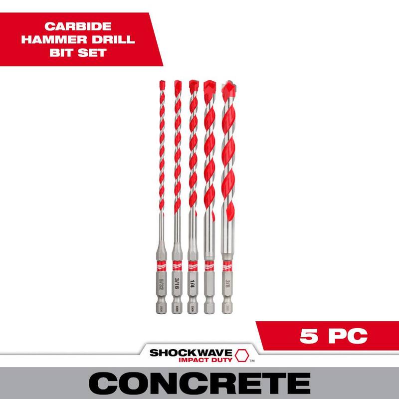 Set de brocas para taladro Milwaukee SHOCKWAVE de carburo (paquete de 5) - 48-20-9051