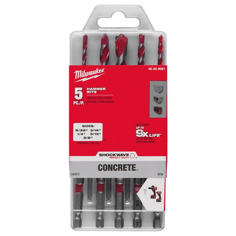 Set de brocas para taladro Milwaukee SHOCKWAVE de carburo (paquete de 5) - 48-20-9051