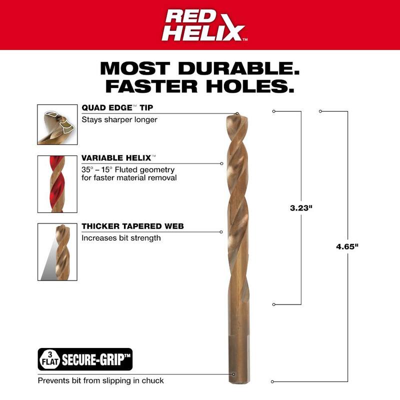 Broca helicoidal de cobalto rojo de Milwaukee de 3/8 pulgadas - 48-89-2321