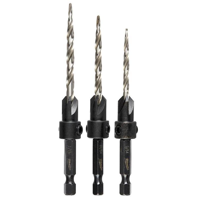 Juego de brocas avellanadoras para madera Milwaukee #6/#8/#10 (3 piezas) - 48-13-5003