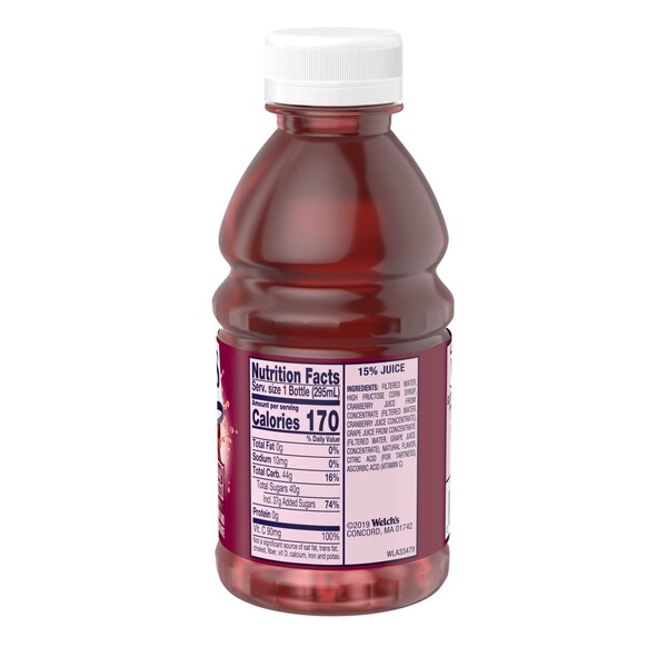 Welchs Welch's Plastic Cranberry Cocktail Juice 10 fl. oz. Bottle, PK24 - WPD39400
