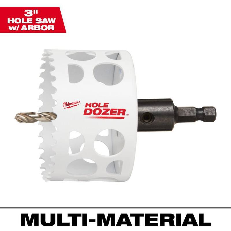 Broca perforadora bimetálica Hole Dozer de 3 pulgadas de Milwaukee con arbor de 3/8 de pulgada y broca piloto - 49-56-9670