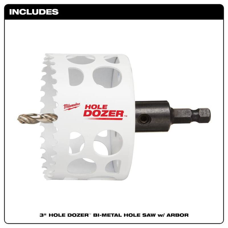 Broca perforadora bimetálica Hole Dozer de 3 pulgadas de Milwaukee con arbor de 3/8 de pulgada y broca piloto - 49-56-9670