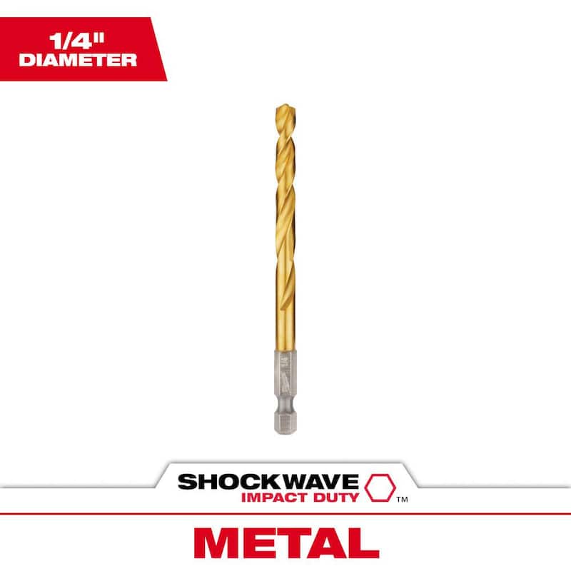 Broca de titanio para taladro Milwaukee SHOCKWAVE de 1/4 de pulgada - 48-89-4613
