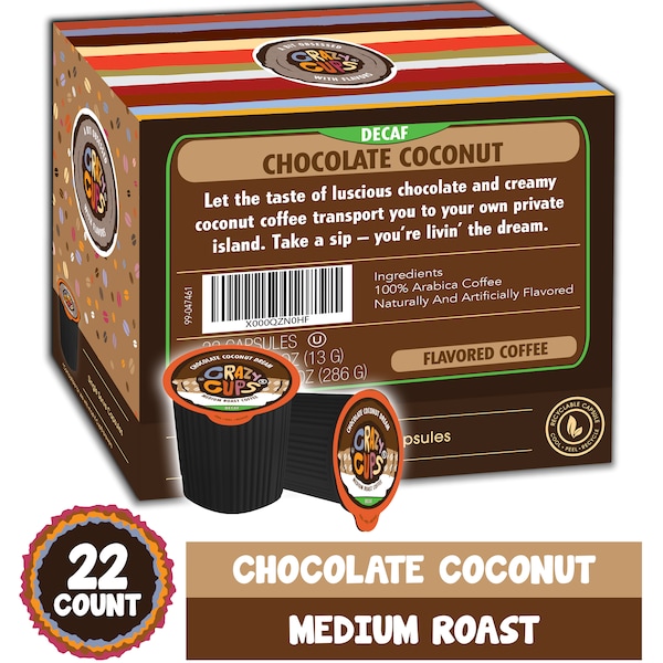 Crazy Cups Crazy Cups Flavores DECAF Chocolate Coconut Dream-22 Ct - WM-CC-D-CHOCCOCONUT-22