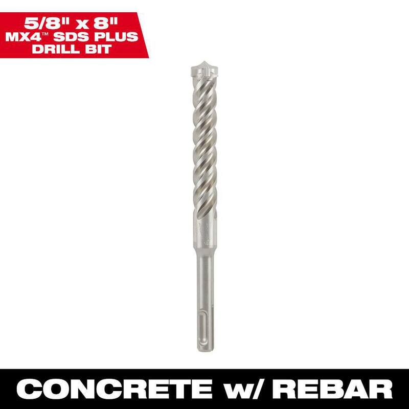 Broca de carburo SDS-PLUS de 4 cortes de Milwaukee de 5/8 pulg. x 8 pulg. - 48-20-8300