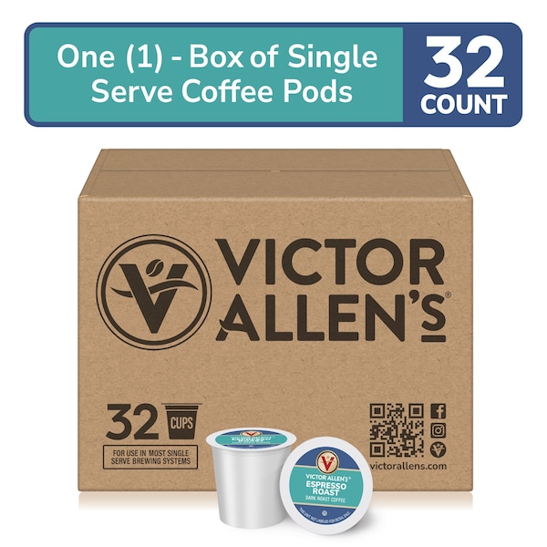 Victor Allen s Coffee, Espresso Roast Coffee, Single Serve Coffee Pods for Keurig K-Cup Brewers, 32PK - FG018453