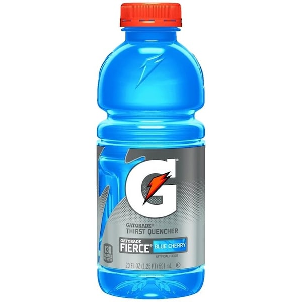 Gatorade Thirst Quencher Sports Drink, Liquid, Fierce Blue Cherry Flavor, 20 oz Bottle - 10412