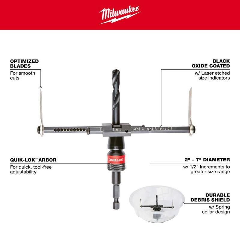 Sierra de perforación ajustable de 2 a 7 pulgadas de Milwaukee - 49-56-0320E