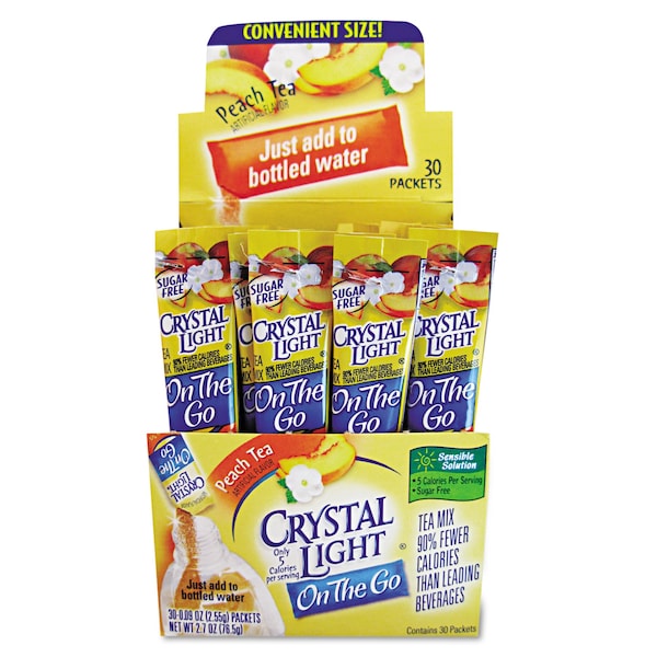 Crystal Light On the Go Tea Mix Powder 0.09 oz., Peach, Pk30 - 79700