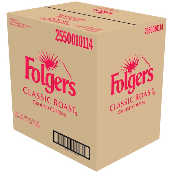 Folgers Folgers Fraction Regular Classic Roast Coffee 1.4 oz., PK150 - 2550010114