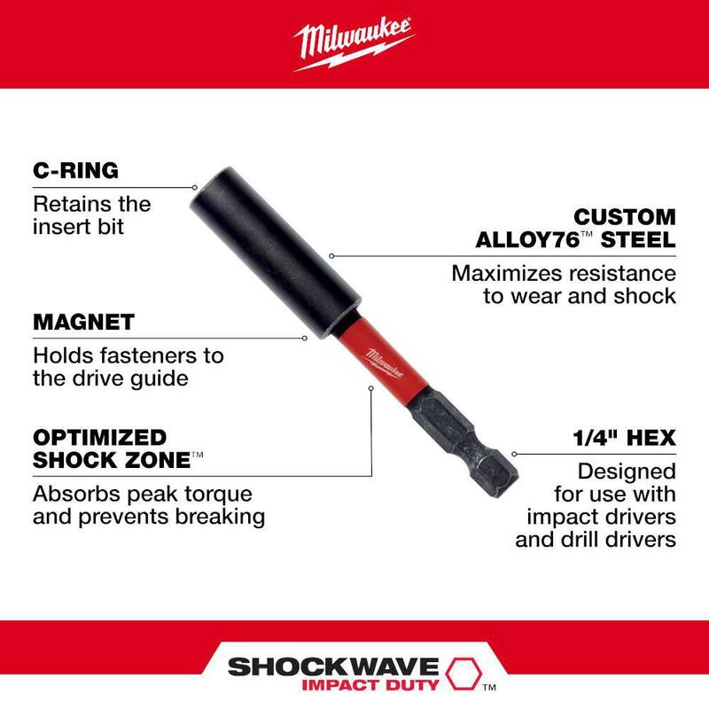 Milwaukee SHOCKWAVE Impact Duty Prolongador/Soporte Compacto de Puntas de Broca Magnética - 48-32-4502
