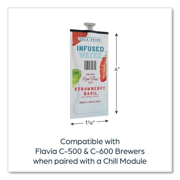 Flavia Strawberry Basil Infused Water Freshpack, Strawberry Basil, 0.11 oz Pouch, 100PK - 48053