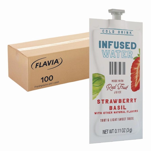 Flavia Strawberry Basil Infused Water Freshpack, Strawberry Basil, 0.11 oz Pouch, 100PK - 48053
