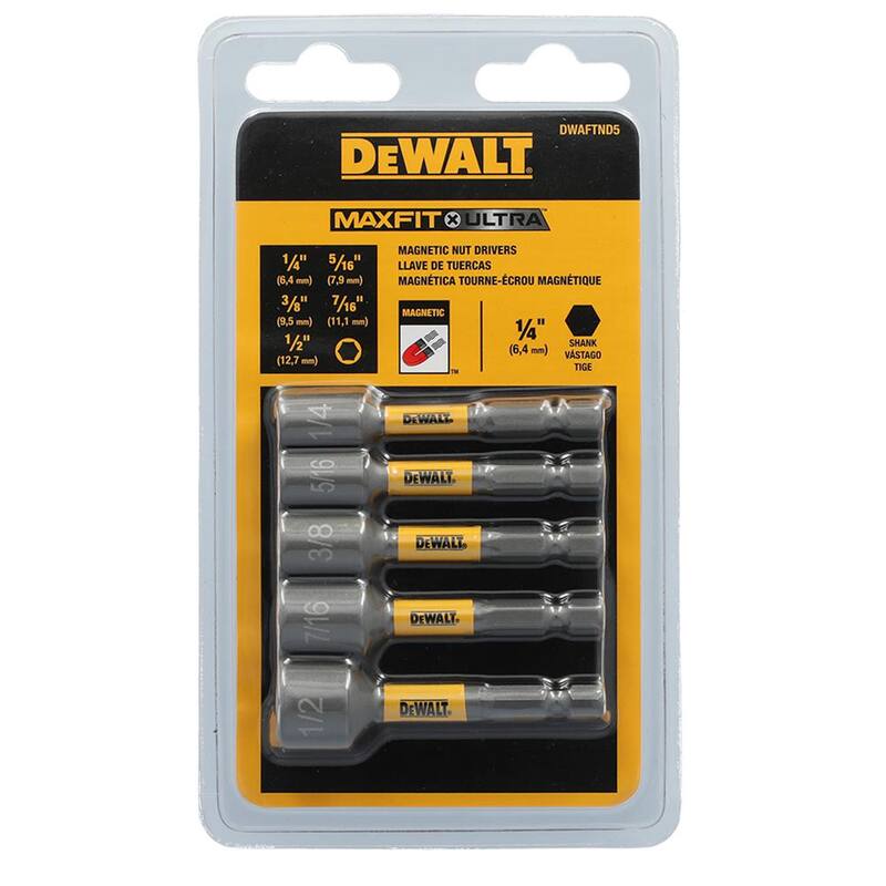 Juego de conducción de tuercas de acero ULTRA DEWALT MAXFIT (5 piezas) - DWAFTND5