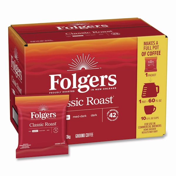 Folgers Coffee, Classic Roast, 1.2 oz Packets, PK42 PK - FOL20457