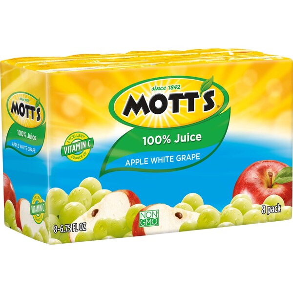 Motts Mott's 100% White Grape Apple Juice 6.75 oz. Carton, PK32 - 10003392