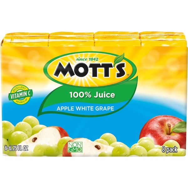 Motts Mott's 100% White Grape Apple Juice 6.75 oz. Carton, PK32 - 10003392