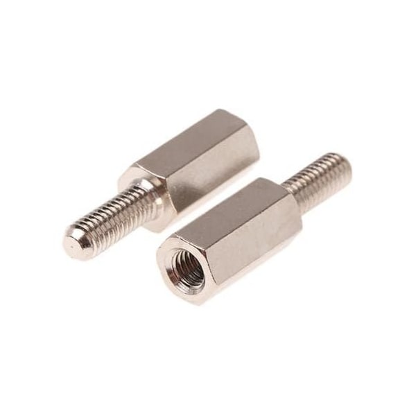 Newport Fasteners Hex Standoff, #8-32 Thrd Sz, Brass Nickel Plated, 1/4" Hex W, 500 PK - 141008HMBN