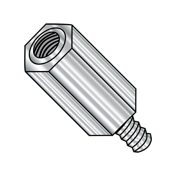 Zoro Select Hex Standoff, #10-32 Thrd Sz, Stainless Steel Plain, 3/8" Hex W, 100 PK - 370511HM303