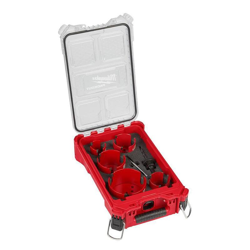 Juego de sierra perforadora de carburo BIG HAWG de Milwaukee (9 piezas) con estuche PACKOUT - 49-56-9295