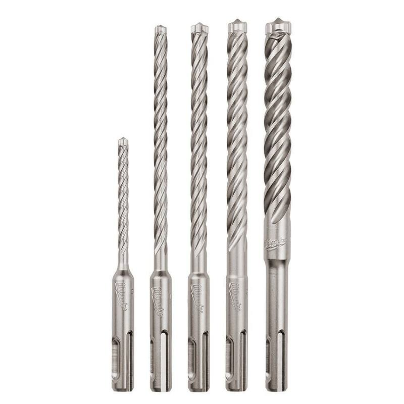 Juego de brocas para martillo combinado de carburo de tungsteno de 4 cortes Milwaukee SDS-PLUS (5 piezas) - 48-20-7498