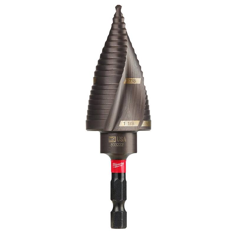 Milwaukee SHOCKWAVE 7/8 in. - 1-1/8 in. Broca escalonada de titanio de grado #9 resistente a impactos (2 pasos) - 48-89-9249