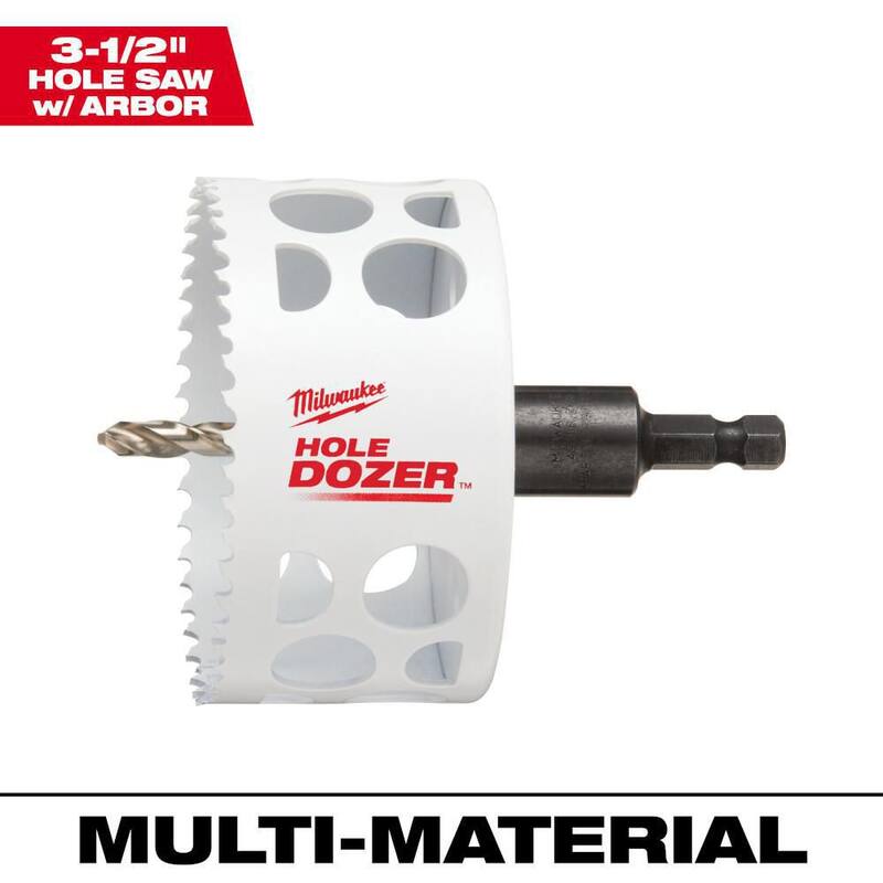 Sierra de perforación bi-metálica HOLE DOZER de 3-1/2 pulgadas de Milwaukee con arbor de 3/8 pulgadas y broca piloto - 49-56-9682