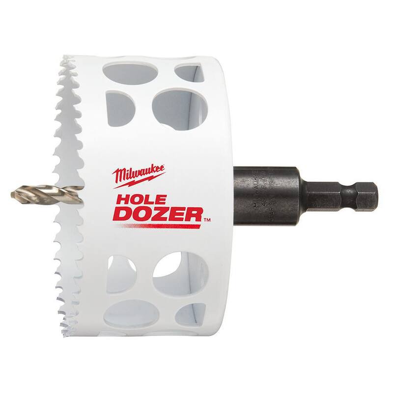 Sierra de perforación bi-metálica HOLE DOZER de 3-1/2 pulgadas de Milwaukee con arbor de 3/8 pulgadas y broca piloto - 49-56-9682