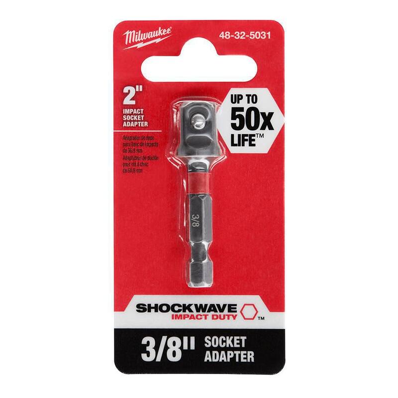 Adaptador de casquillo cuadrado de acero aleado de 1/4 pulg. x 3/8 pulg. con impacto Milwaukee SHOCKWAVE - 48-32-5031.