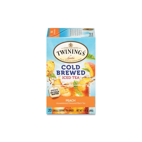 Twinings North America Cold Brew Iced Tea Bags, Peach, 0.07 Oz Tea Bag, 20PK - 51816