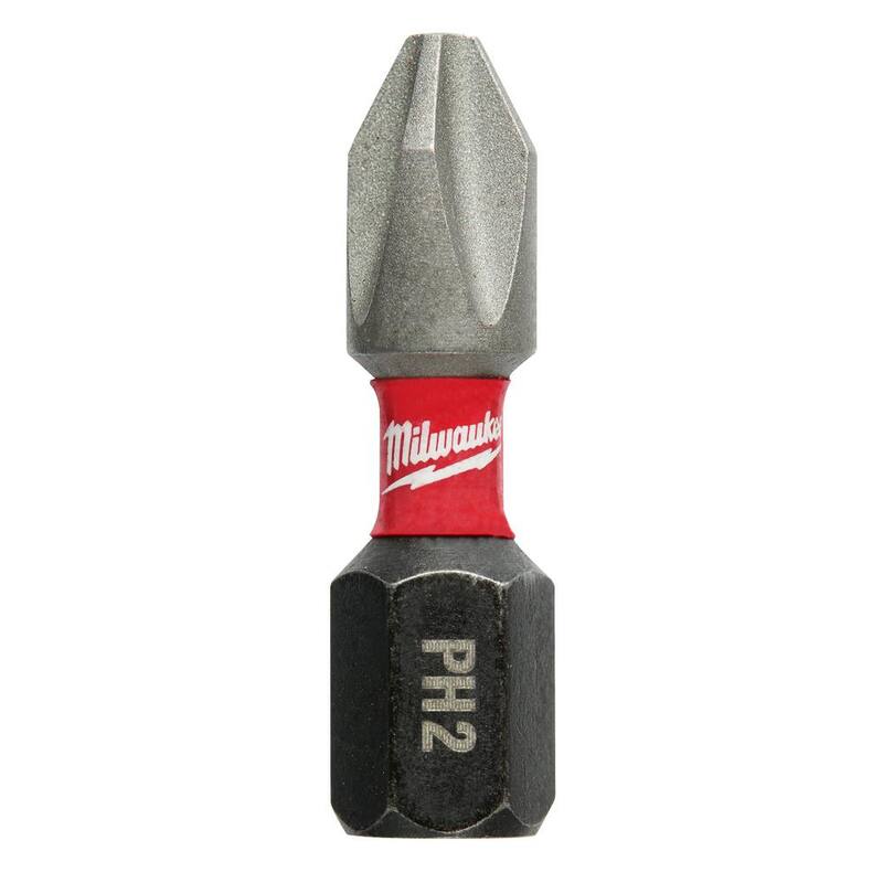 Milwaukee SHOCKWAVE Impact Duty 1 in. Phillips #2 Alloy Steel Insert Bit (Paquete de 15) - 48-32-5003