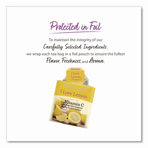 Bigelow I Love Lemon Herbal Tea, 0.06 oz Tea Bag, 28PK - RCB003991