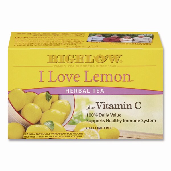 Bigelow I Love Lemon Herbal Tea, 0.06 oz Tea Bag, 28PK - RCB003991
