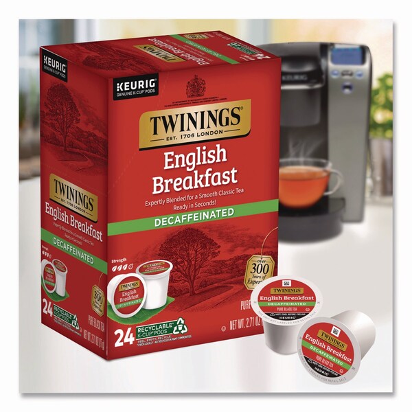 Twinings Tea K-Cups, English Breakfast Decaf, 0.11 oz, 24PK - TNA85784