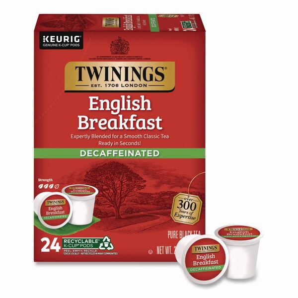Twinings Tea K-Cups, English Breakfast Decaf, 0.11 oz, 24PK - TNA85784